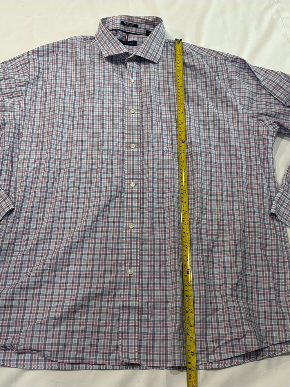 Tommy Hilfiger Men's Stretch Shirt Wrinkle Resistant Purple Blue Check Sz 2XL - Picture 6 of 9